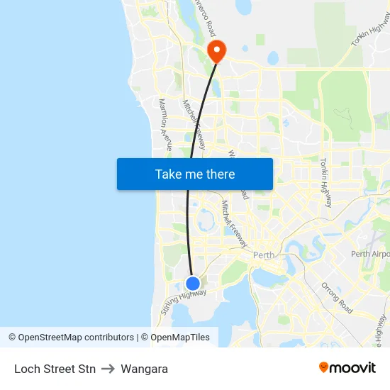 Loch Street Stn to Wangara map