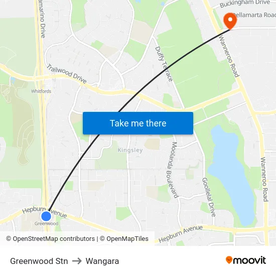 Greenwood Stn to Wangara map