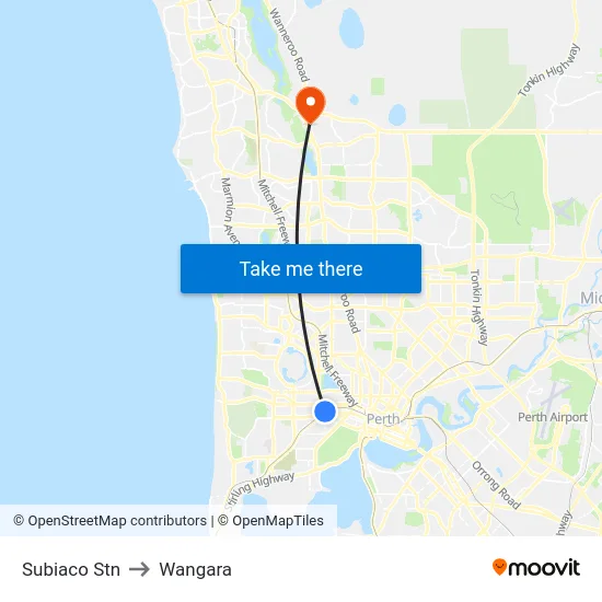 Subiaco Stn to Wangara map