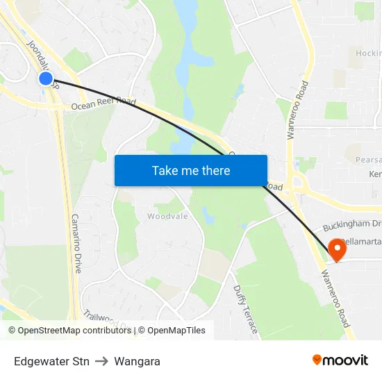 Edgewater Stn to Wangara map