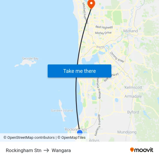 Rockingham Stn to Wangara map