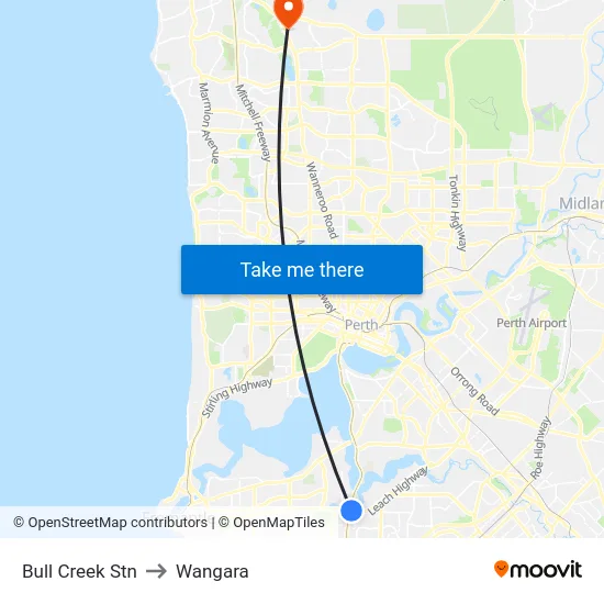 Bull Creek Stn to Wangara map