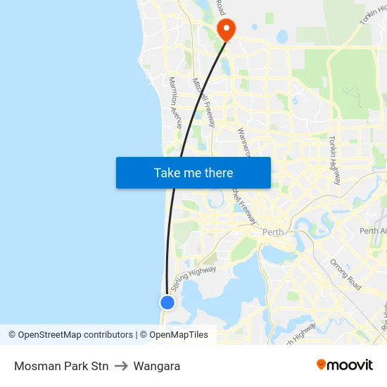 Mosman Park Stn to Wangara map