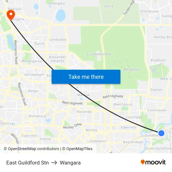 East Guildford Stn to Wangara map