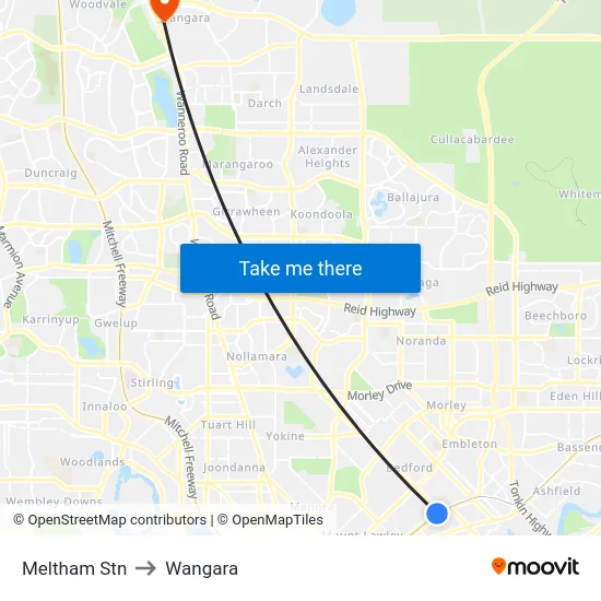 Meltham Stn to Wangara map