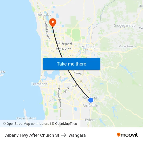 Albany Hwy After Church St to Wangara map