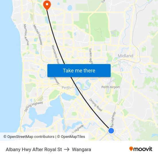 Albany Hwy After Royal St to Wangara map