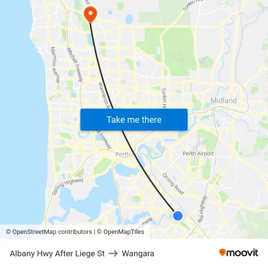 Albany Hwy After Liege St to Wangara map
