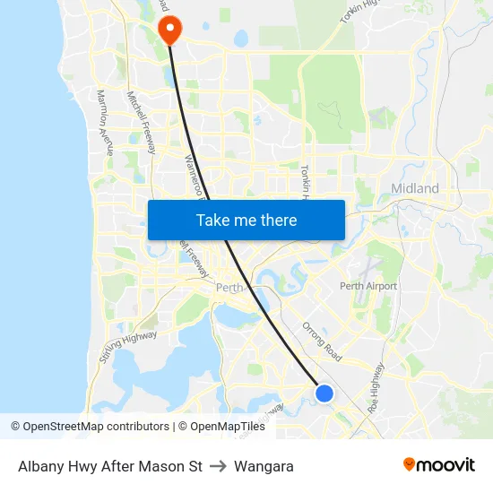 Albany Hwy After Mason St to Wangara map