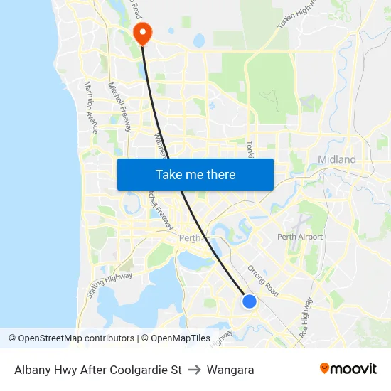 Albany Hwy After Coolgardie St to Wangara map