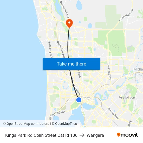 Kings Park Rd Colin Street Cat Id 106 to Wangara map