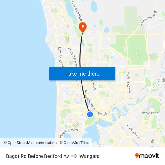 Bagot Rd Before Bedford Av to Wangara map
