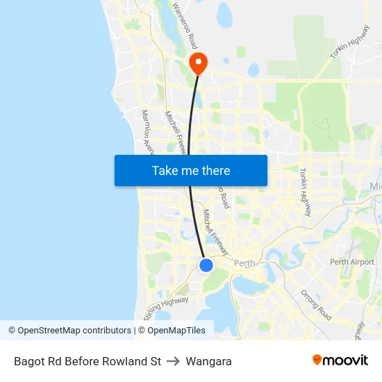 Bagot Rd Before Rowland St to Wangara map