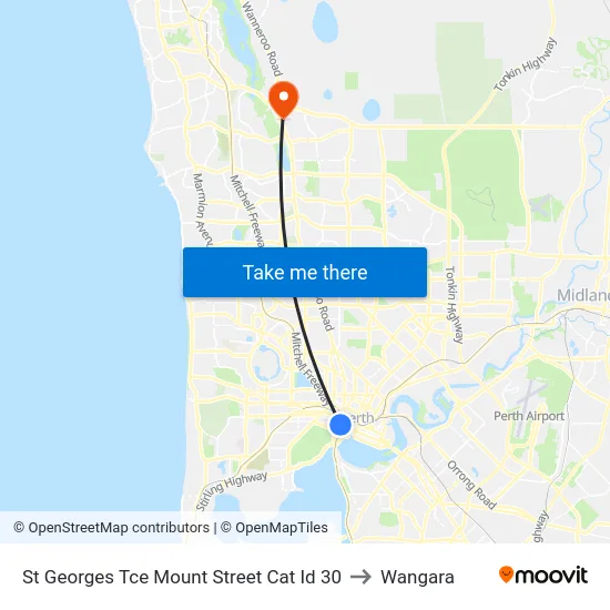 St Georges Tce Mount Street Cat Id 30 to Wangara map