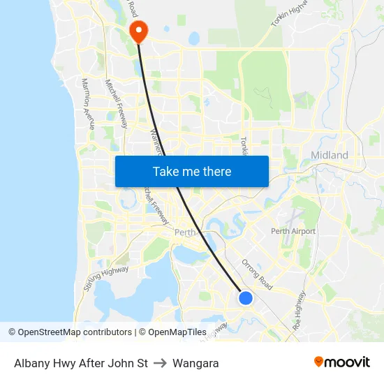 Albany Hwy After John St to Wangara map