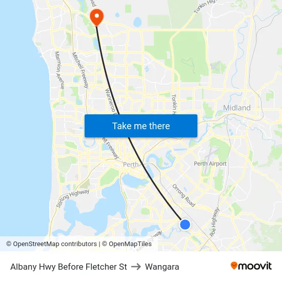 Albany Hwy Before Fletcher St to Wangara map