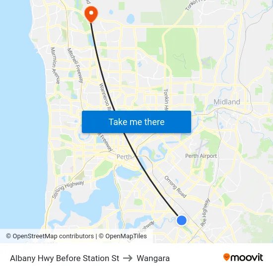 Albany Hwy Before Station St to Wangara map