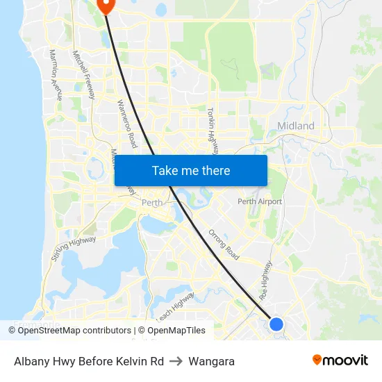 Albany Hwy Before Kelvin Rd to Wangara map
