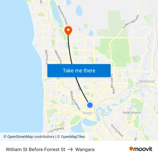 William St Before Forrest St to Wangara map