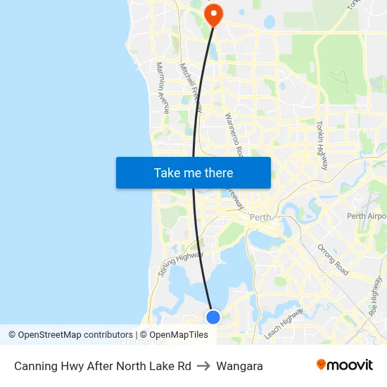 Canning Hwy After North Lake Rd to Wangara map