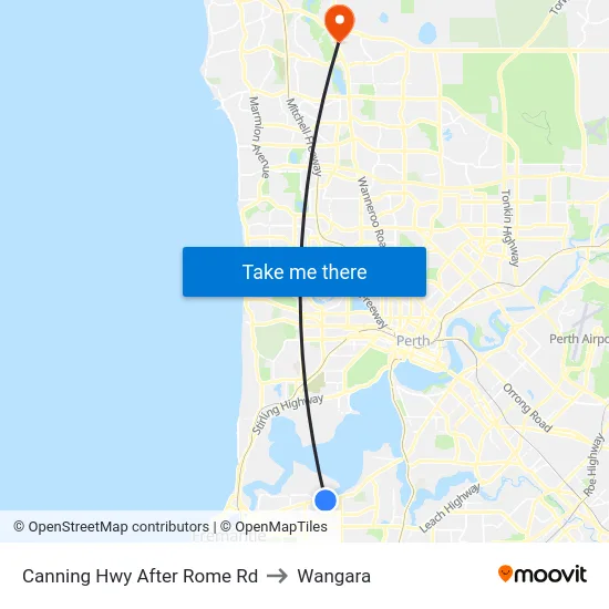 Canning Hwy After Rome Rd to Wangara map