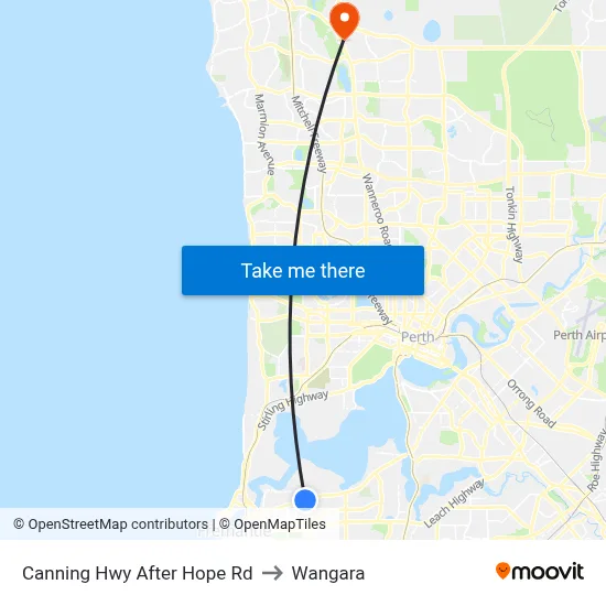 Canning Hwy After Hope Rd to Wangara map