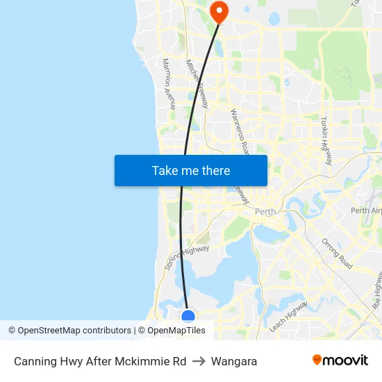 Canning Hwy After Mckimmie Rd to Wangara map
