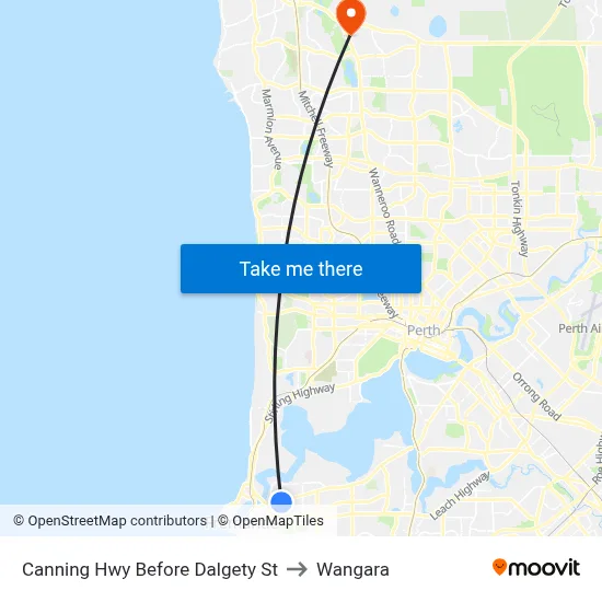 Canning Hwy Before Dalgety St to Wangara map