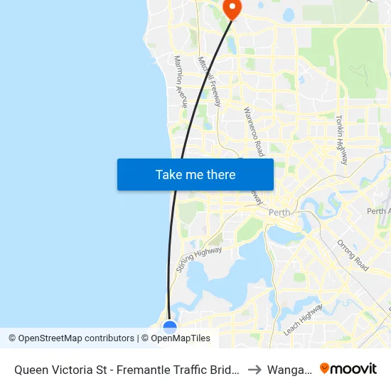 Queen Victoria St - Fremantle Traffic Bridge to Wangara map