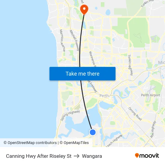 Canning Hwy After Riseley St to Wangara map