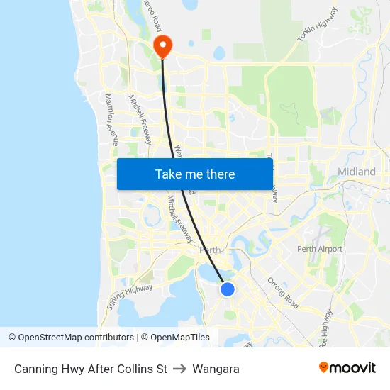 Canning Hwy After Collins St to Wangara map
