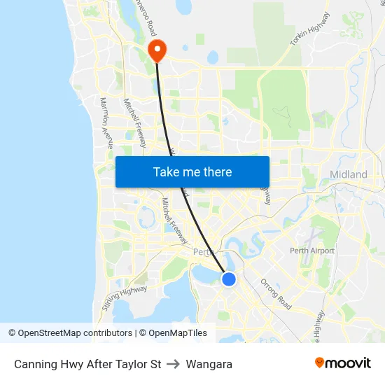 Canning Hwy After Taylor St to Wangara map