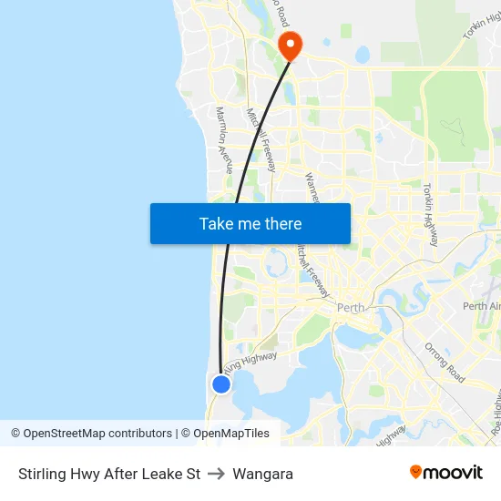 Stirling Hwy After Leake St to Wangara map