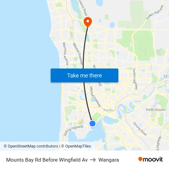 Mounts Bay Rd Before Wingfield Av to Wangara map