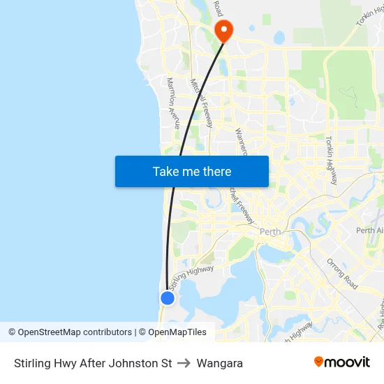 Stirling Hwy After Johnston St to Wangara map