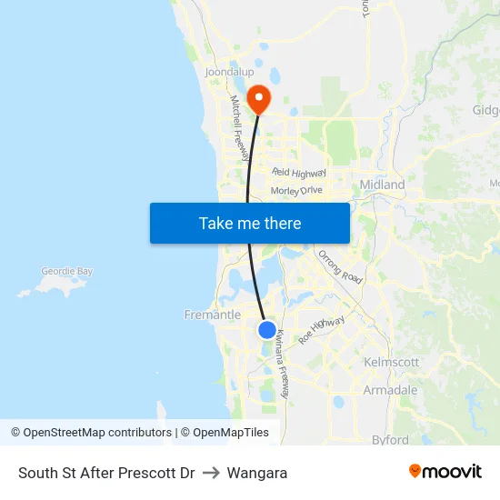 South St After Prescott Dr to Wangara map