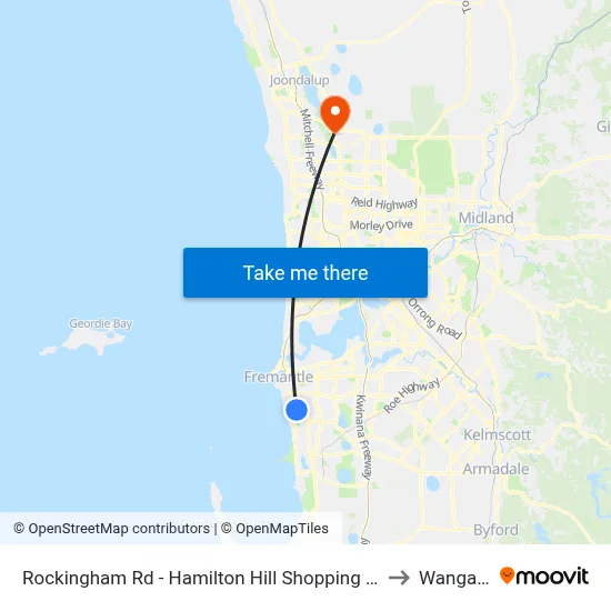 Rockingham Rd - Hamilton Hill Shopping Ctr to Wangara map