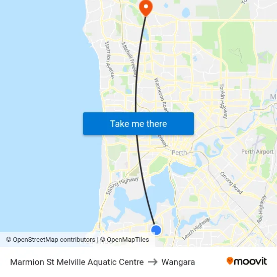Marmion St Melville Aquatic Centre to Wangara map