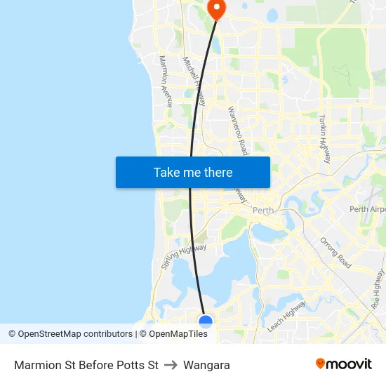 Marmion St Before Potts St to Wangara map