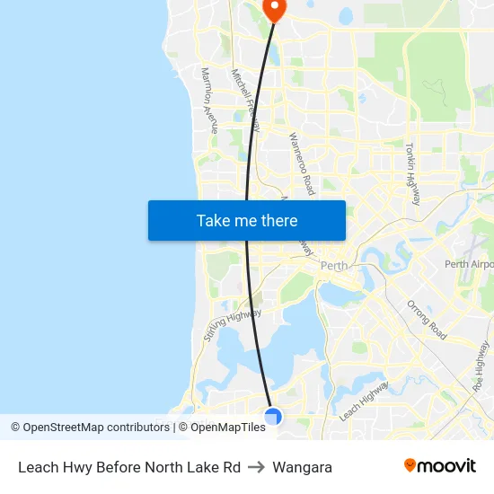 Leach Hwy Before North Lake Rd to Wangara map