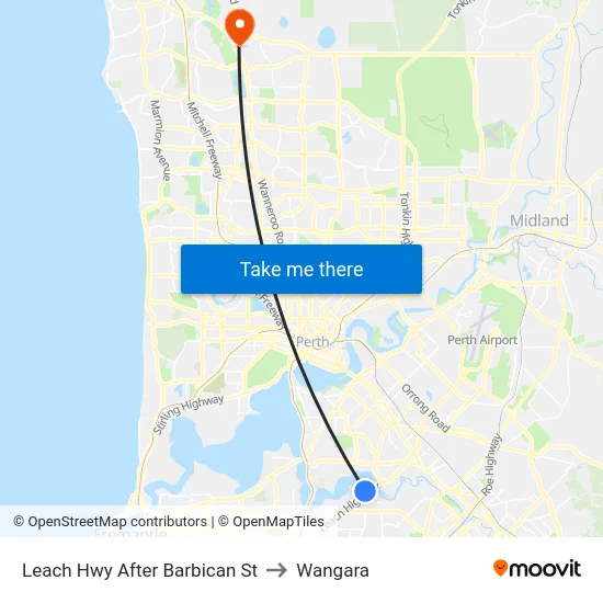 Leach Hwy After Barbican St to Wangara map
