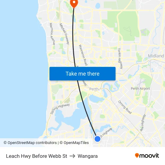 Leach Hwy Before Webb St to Wangara map