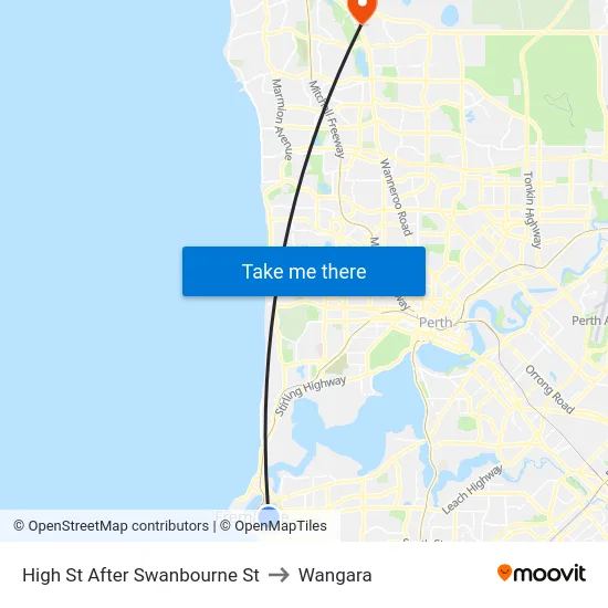 High St After Swanbourne St to Wangara map