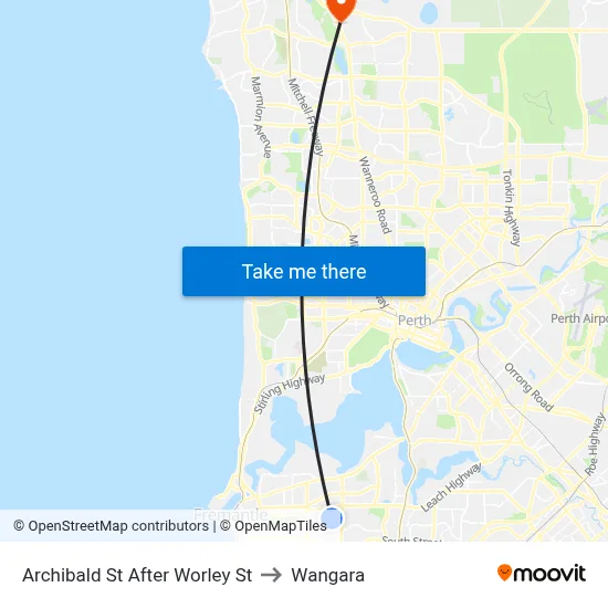 Archibald St After Worley St to Wangara map
