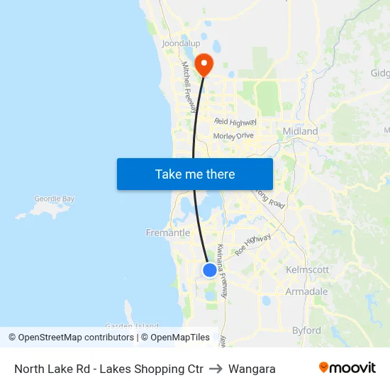 North Lake Rd - Lakes Shopping Ctr to Wangara map