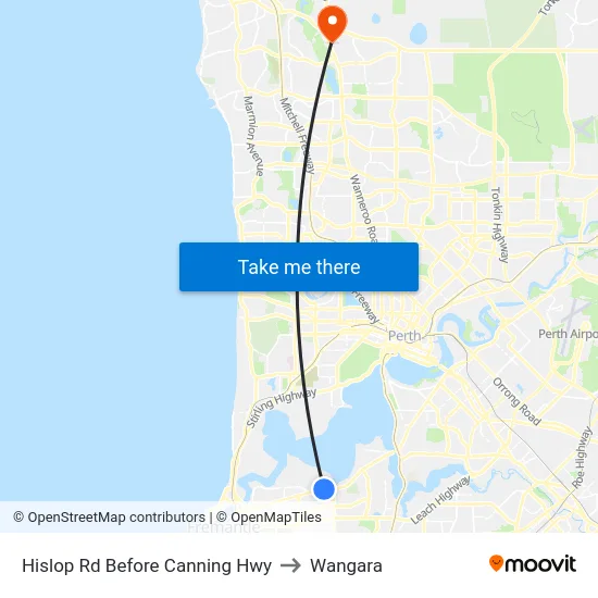Hislop Rd Before Canning Hwy to Wangara map