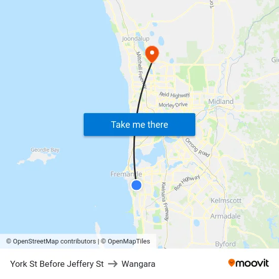 York St Before Jeffery St to Wangara map