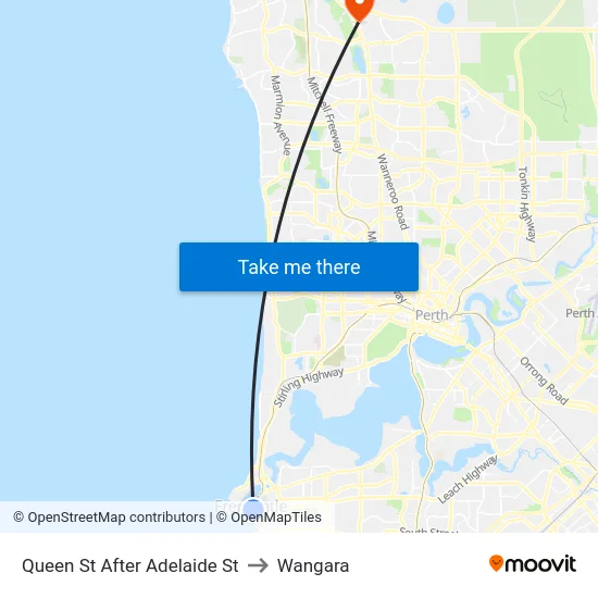 Queen St After Adelaide St to Wangara map