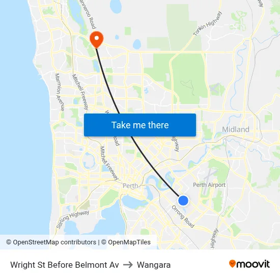 Wright St Before Belmont Av to Wangara map
