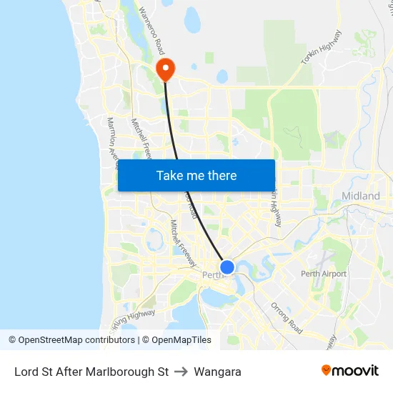 Lord St After Marlborough St to Wangara map